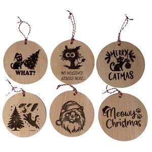 Christmas Wood Ornaments set of 6